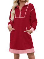 Berglind | Women's Colour-Block Half-Zip Mini Dress