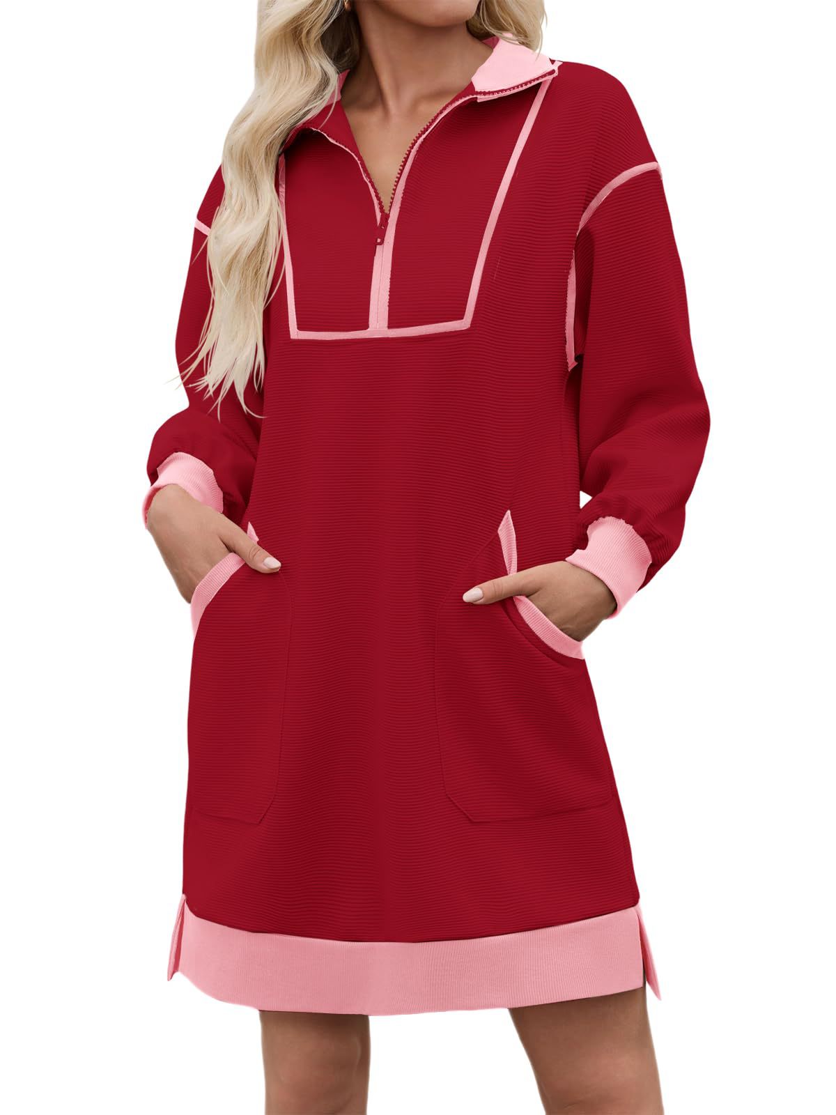 Berglind | Women's Colour-Block Half-Zip Mini Dress
