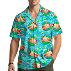 Corentin | Men's Gingerbread Print Short Sleeve Christmas Blouse