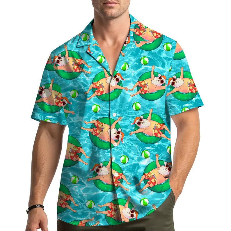 Corentin | Men's Gingerbread Print Short Sleeve Christmas Blouse