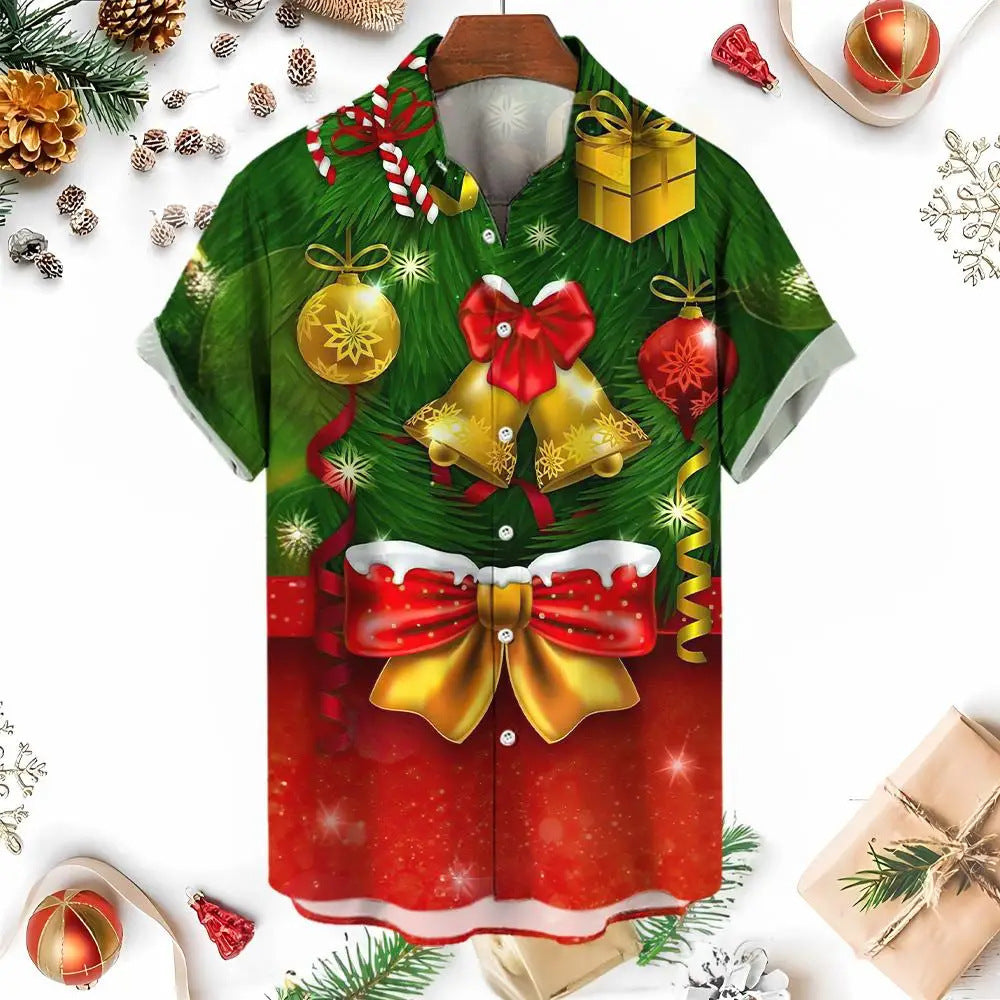 Raymond | Men's Snowman Print Short Sleeve Christmas Blouse