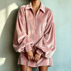 Marcelle | Women's Collared Velvet-Look Mini Dress