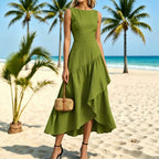 Milena | Women's Asymmetric Ruffle-Hem Maxi Dress