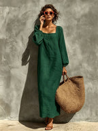 Ninon | Women's Square-Neck Puff Sleeve Maxi Dress