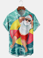 Callum | Men's Santa Print Short Sleeve Christmas Blouse