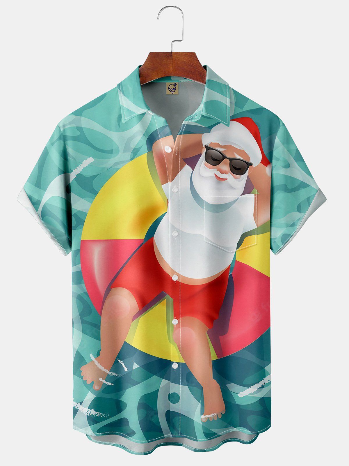 Callum | Men's Santa Print Short Sleeve Christmas Blouse