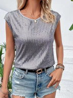 Monika | Women's Sequin Cap-Sleeve Top