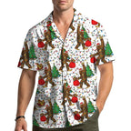 Corentin | Men's Gingerbread Print Short Sleeve Christmas Blouse