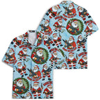 Corentin | Men's Gingerbread Print Short Sleeve Christmas Blouse