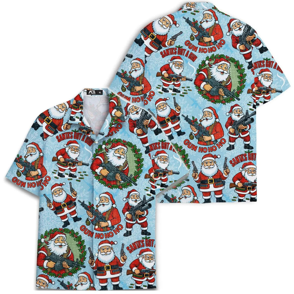 Corentin | Men's Gingerbread Print Short Sleeve Christmas Blouse