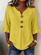 Marit | Women's Ruffle Sleeve V-Neck Blouse – Weekend Errands