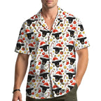 Corentin | Men's Gingerbread Print Short Sleeve Christmas Blouse