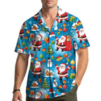 Corentin | Men's Gingerbread Print Short Sleeve Christmas Blouse