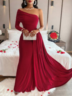Gerrie | Women's One-Shoulder Ruched Bodycon Maxi Cocktail Dress