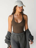Gro | Women's Ribbed V-Neck Racerback Tank Top