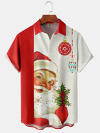Callum | Men's Santa Print Short Sleeve Christmas Blouse