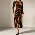 Bodine | Women's Belted Wrap Velvet-Look Maxi Dress