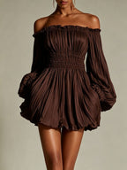 Matilde | Women's Off-Shoulder Ruched Puff Sleeve Mini Dress