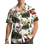Corentin | Men's Gingerbread Print Short Sleeve Christmas Blouse