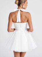 Valerie | Women's Corset Halter Mini Dress with Lace-Up Back