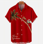 Kris | Men's Short Sleeve Christmas Blouse with Santa Print