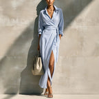 Idun | Striped Wrap Maxi Dress with Tie Waist for Women