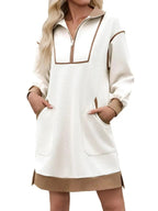 Berglind | Women's Colour-Block Half-Zip Mini Dress