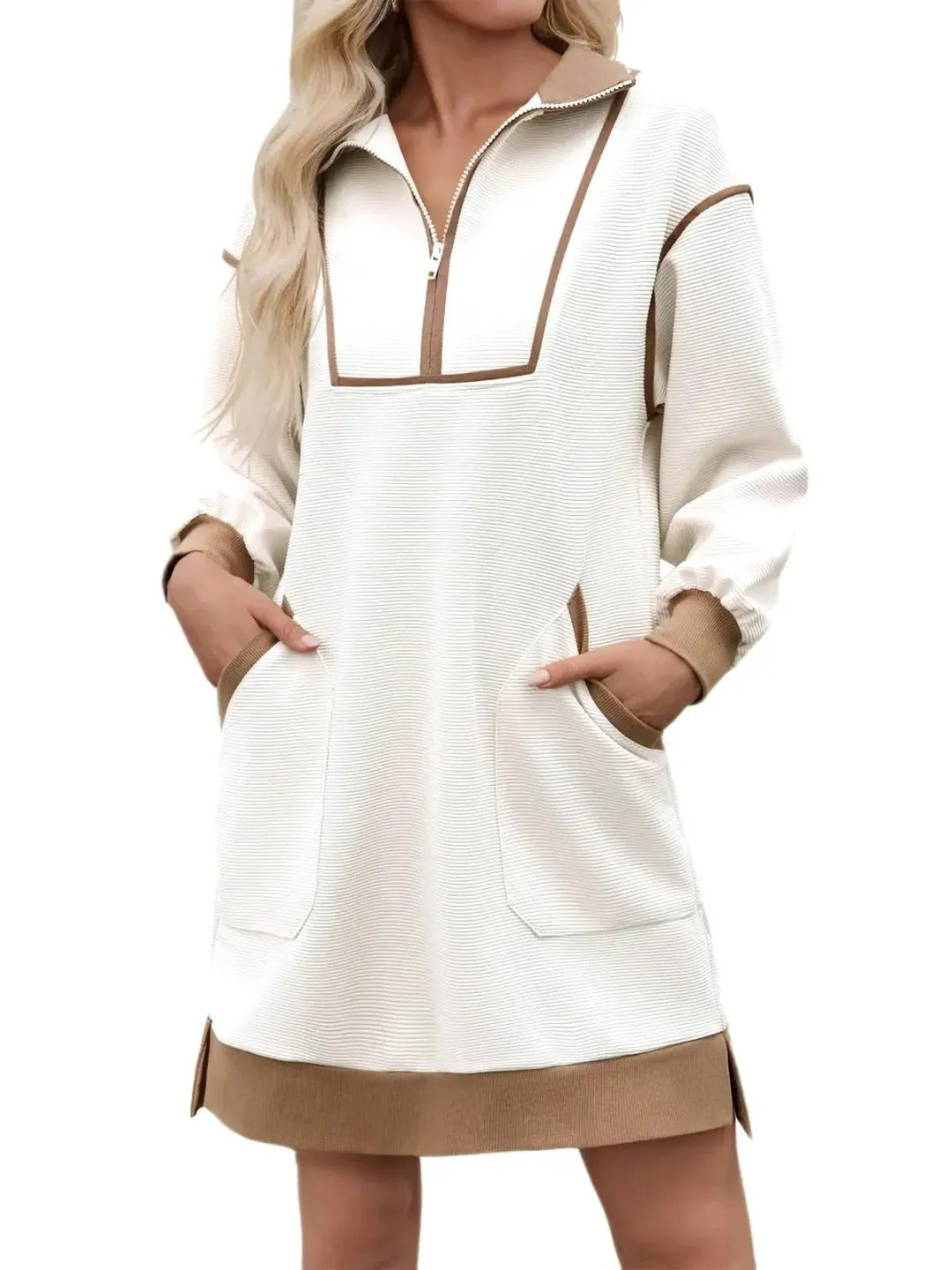 Berglind | Women's Colour-Block Half-Zip Mini Dress