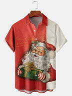 Callum | Men's Santa Print Short Sleeve Christmas Blouse