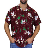 Kris | Men's Short Sleeve Christmas Blouse with Santa Print