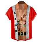 Kris | Men's Short Sleeve Christmas Blouse with Santa Print