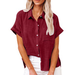 Mathilde | Women's V-Neck Short Sleeve Blouse