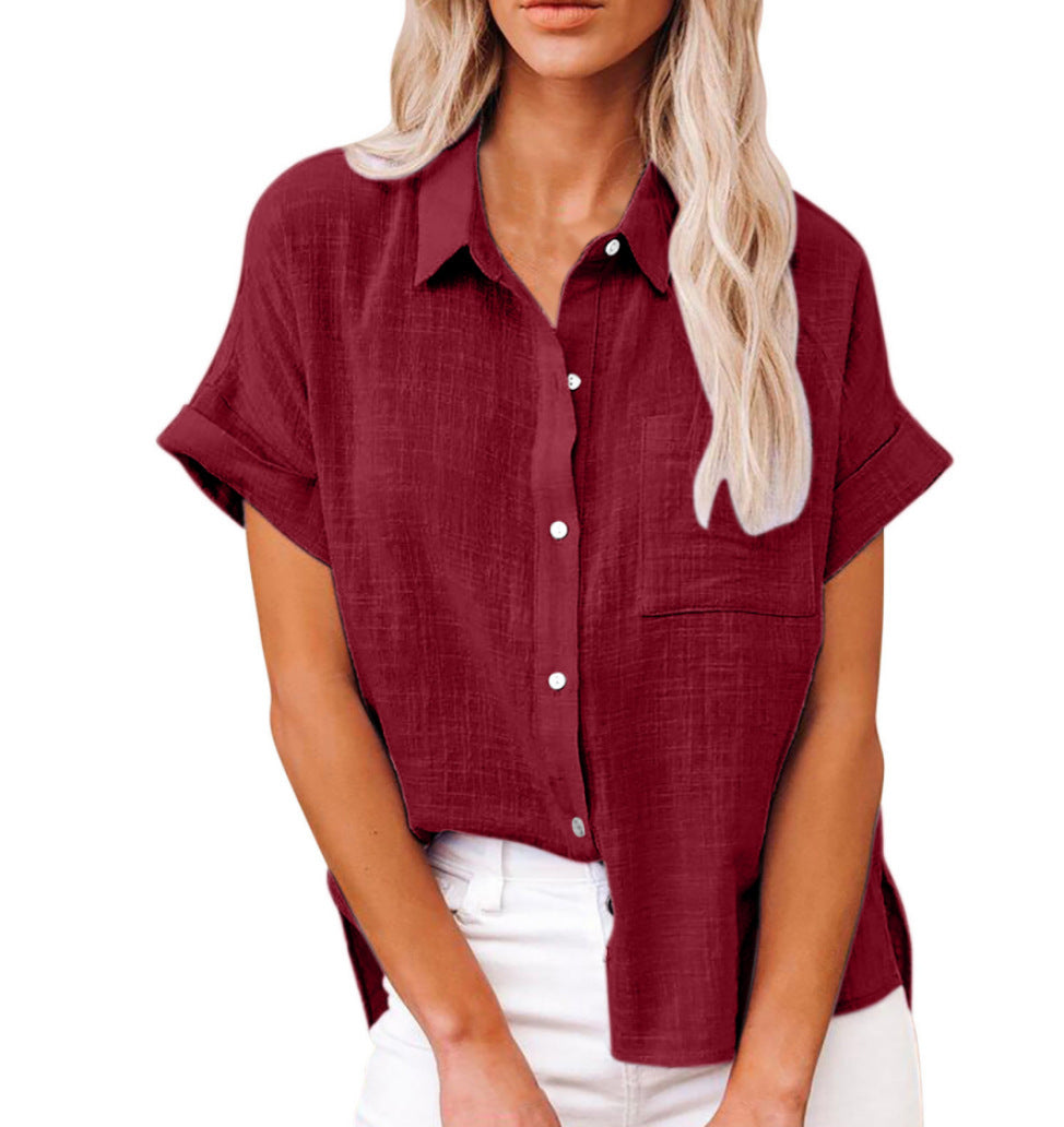Mathilde | Women's V-Neck Short Sleeve Blouse