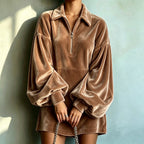 Marcelle | Women's Collared Velvet-Look Mini Dress