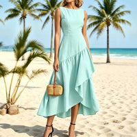 Milena | Women's Asymmetric Ruffle-Hem Maxi Dress