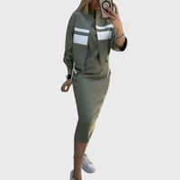 Juliana | Women's Two-Piece Set Zip-Up Top Midi Skirt