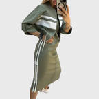 Juliana | Women's Two-Piece Set Zip-Up Top Midi Skirt