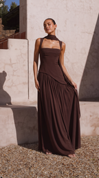Annelise | Women's Square Neck Maxi Dress with Thigh Split