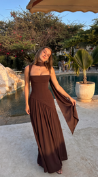 Annelise | Women's Square Neck Maxi Dress with Thigh Split