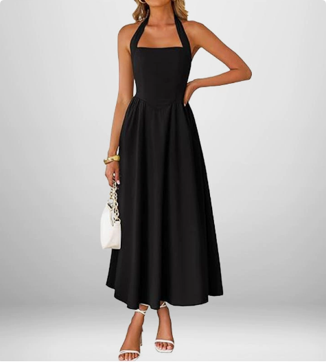 Lisette | Women's Halter-Neck Square-Neck Maxi Dress