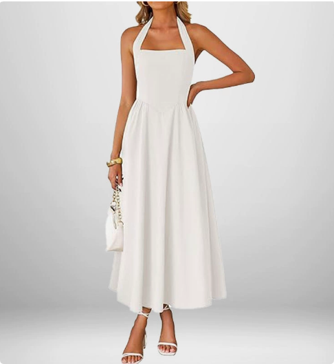 Lisette | Women's Halter-Neck Square-Neck Maxi Dress