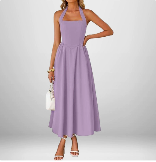 Lisette | Women's Halter-Neck Square-Neck Maxi Dress
