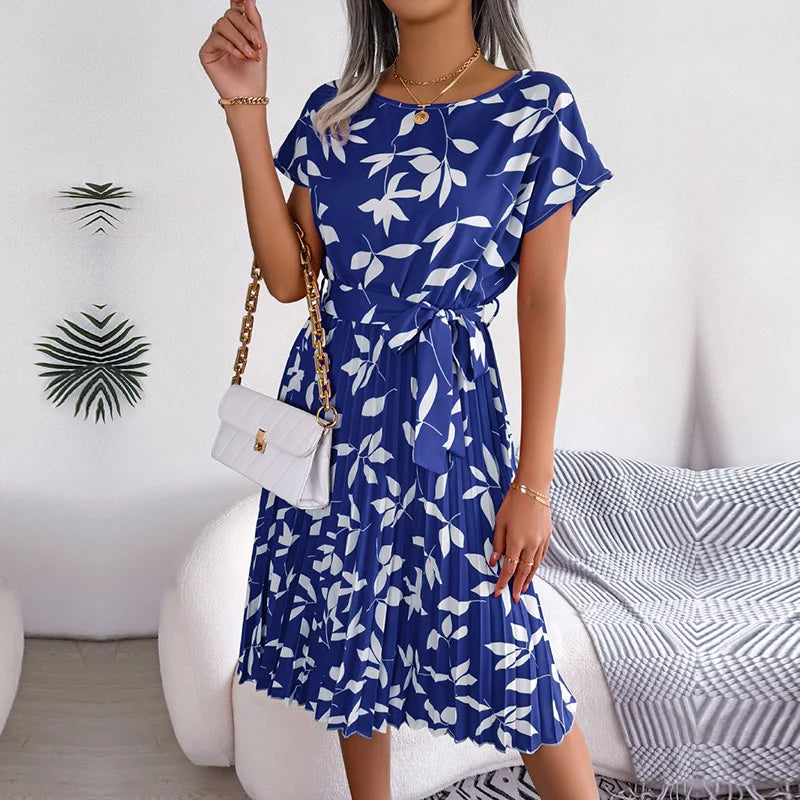 Nika | Women's Floral Pleated A-Line Midi Dress