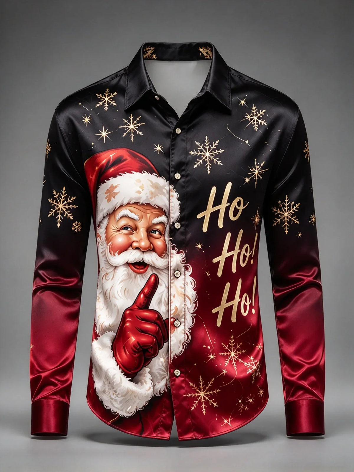 Erhard | Men's Santa Print Christmas Blouse Button-Up Shirt