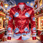 Louis | Men's Christmas Blouse with Gingerbread Print