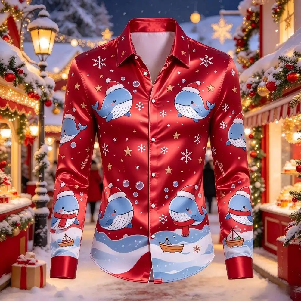 Louis | Men's Christmas Blouse with Gingerbread Print