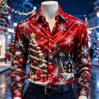 Jakob | Men's Christmas Blouse with Snowflake Print, Collared