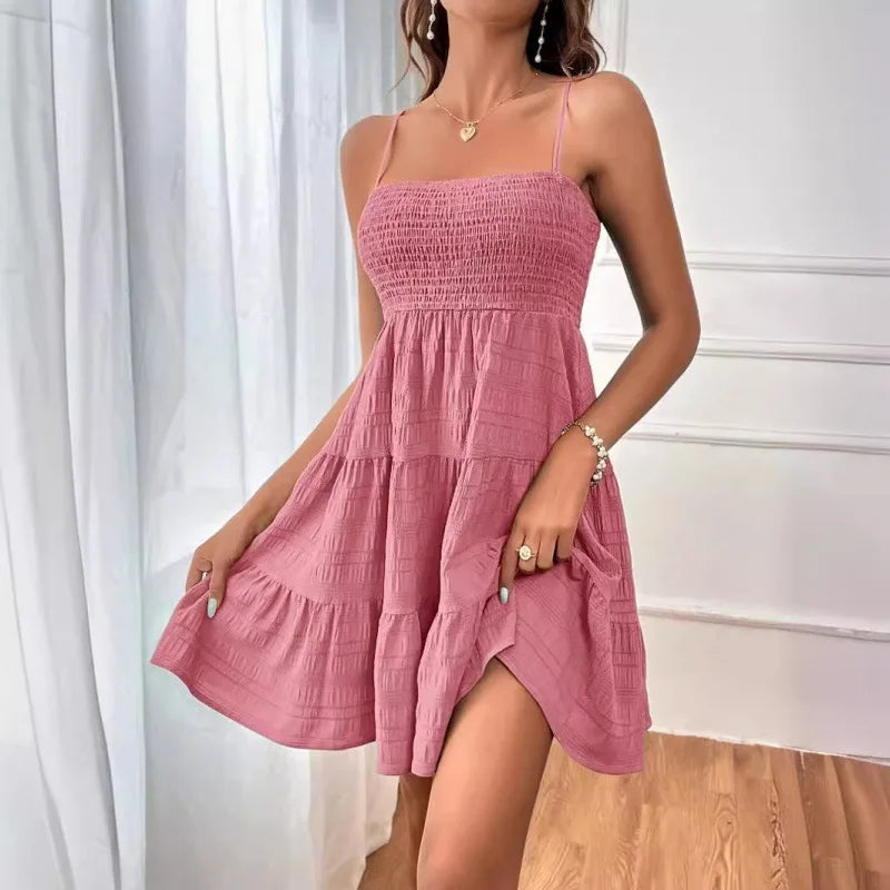 Neele | Women's Smocked Bustier Tiered Mini Dress