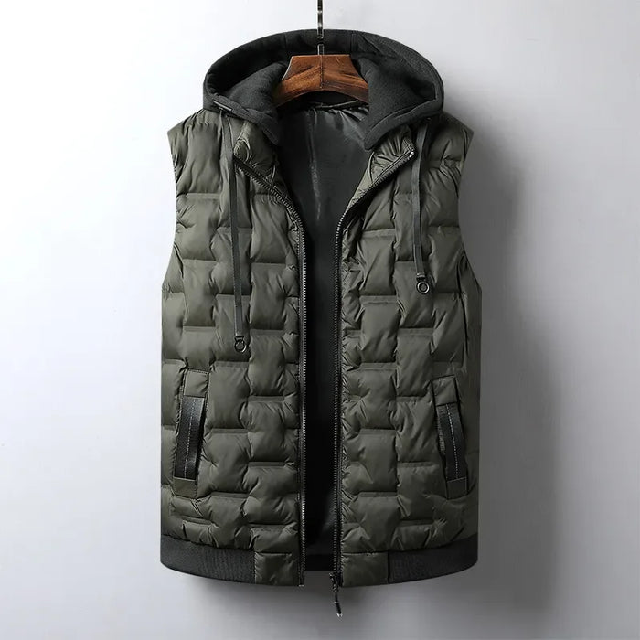 Vaughn | Men's Quilted Zip-Up Hooded Vest with Pockets