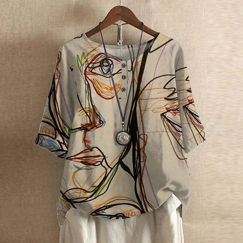 Chiara | Women's Floral Print Short Sleeve Blouse